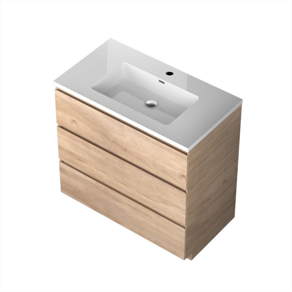 Meuble-lavabo de plancher Berlin 36" chêne contemporain avec dessus blanc