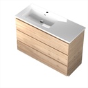 Meuble-lavabo de plancher Berlin 48" chêne contemporain avec lavabo à gauche blanc