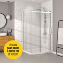 Porte de douche Bellini blanc mat 48x32" en coin avec fermeture sur mur sans barre à serviette