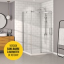 Porte de douche Bellini chrome 48" x 32" en coin avec fermeture sur mur sans barre à serviette