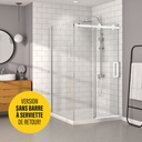 Porte de douche Bellini blanc mat 48x42" en coin avec fermeture sur mur sans barre à serviette