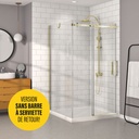 Porte de douche Bellini or brossé 48x42" en coin avec fermeture sur mur sans barre à serviette