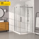 Porte de douche Bellini chrome 48x42" en coin avec fermeture sur panneau de retour sans barre à serviette