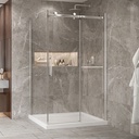 Porte de douche Bellini chrome 54x42" en coin avec fermeture sur panneau de retour avec barre à serviette