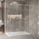 Porte de douche Bellini chrome 60x32" en coin avec fermeture sur panneau de retour avec barre à serviette