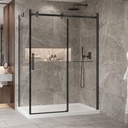 Porte de douche Bellini noir mat 60x32" en coin avec fermeture sur panneau de retour avec barre à serviette