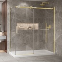 Porte de douche Bellini or brossé 72x36" en coin avec fermeture sur panneau de retour avec barre à serviette