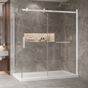 Porte de douche Bellini blanc 72x42" en coin avec fermeture sur panneau de retour avec barre à serviette