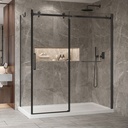 Porte de douche Bellini noir mat 72x42" en coin avec fermeture sur panneau de retour avec barre à serviette