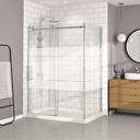 Porte de douche Bellini chrome 60x32" en coin avec fermeture sur mur, porte à gauche sans barre à serviette avec verre givré