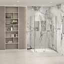 Porte de douche Slim chrome 48x32" en coin avec fermeture sur panneau de retour