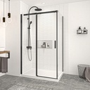 Porte de douche Vague noir mat 48x36" en coin avec fermeture sur panneau de retour