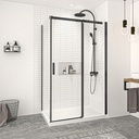 Porte de douche Vague noir mat 48x42" en coin avec fermeture sur panneau de retour