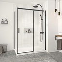 Porte de douche Vague noir mat 54x32" en coin avec fermeture sur panneau de retour