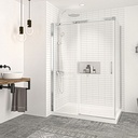 Porte de douche Vague chrome 54x42" en coin avec fermeture sur panneau de retour