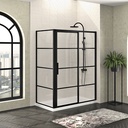 Porte de douche Mecanex noir mat 60x32" en coin, porte à gauche avec fermeture sur mur