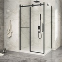 Porte de douche Piazza noir mat 48x36" en coin avec fermeture sur panneau de retour avec barre à serviette