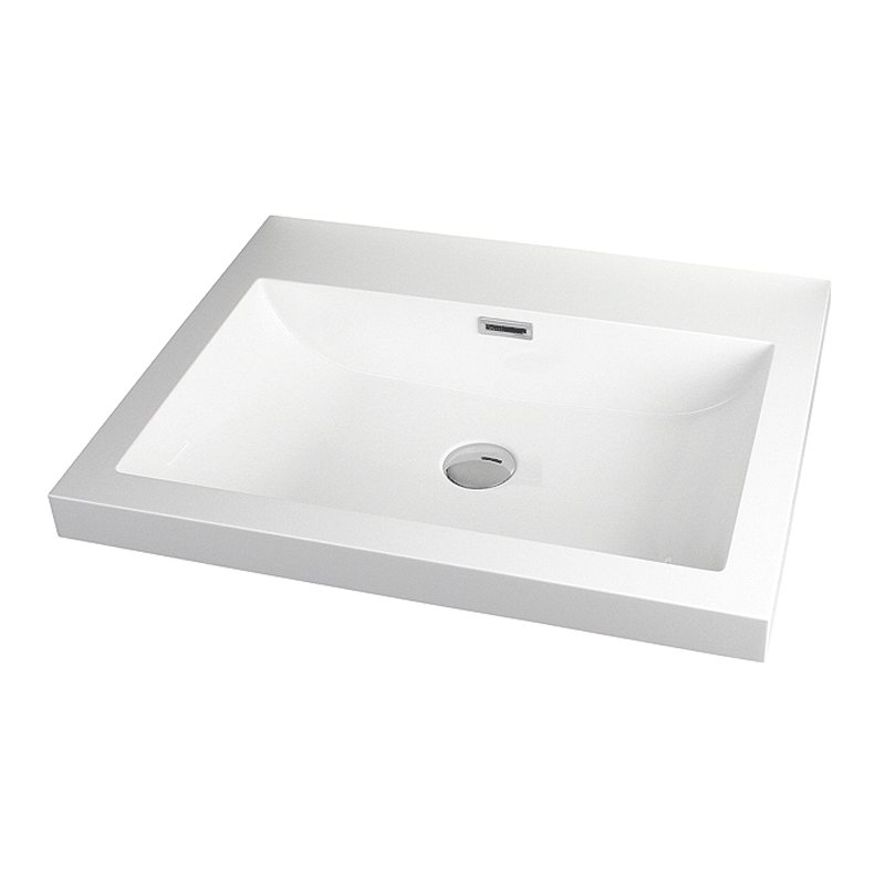 LAVABO DE COMPTOIR MINCE SOLID SURFACE BLANC MAT AVEC TROP-PLEIN