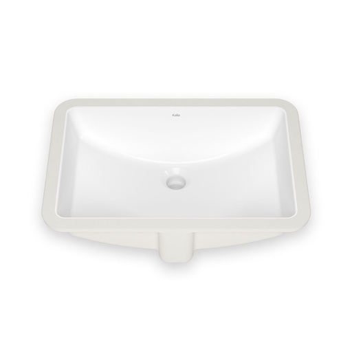 Ceska - Lavabo rectangulaire avec cuve au design incurvé en porcelaine vitrifiée - Blanc lustré