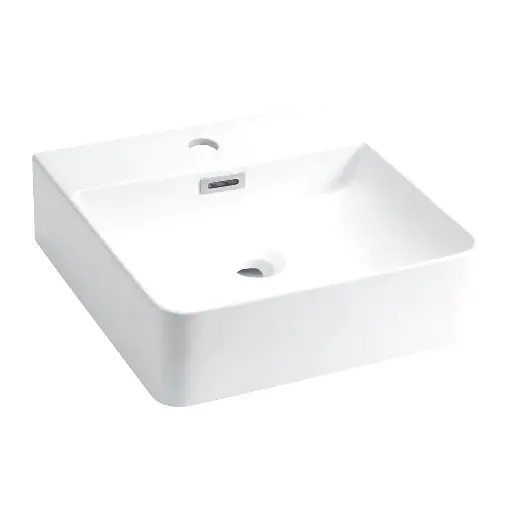 Lavabos Ob-16, Vasque/lavabo, Cacrré, Porcelaine Vitrifiée, Trop-plein, Monotrou, Blanc Lustré