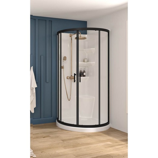 [PRE3440BK] Porte Douche de Coin Noir Type Pre34 Verre Clair