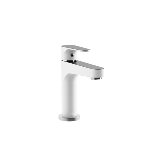 [BF1285-140] Kontour™ Robinet Monotrou de Lavabo avec Drain à Pression et Trop-plein Chrome/blanc