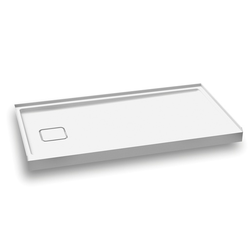 [BW1097-240] Kover™ 60x32 Base de Douche Rectangulaire en Acrylique 60x32 avec Drain à Gauche et Bride de Carrelage Intégrée sur 3 Murs