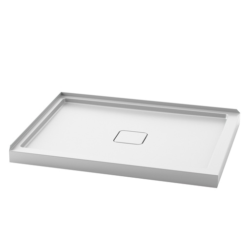 [BW1192-240] Kover™ 48x36 Base de Douche Rectangulaire en Acrylique 48x36 avec Drain Central et Bride de Carrelage Intégrée sur 2 Murs à Gauche