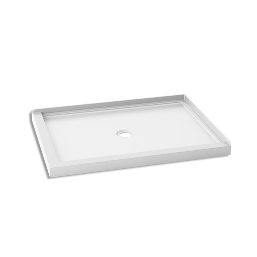 [BW1280-240] Koncept™ 48x36 Base de Douche Rectangulaire en Acrylique 48x36 avec Drain Central et Bride de Carrelage Intégrée sur 2 Murs à Droite