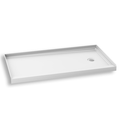 [BW1414-240] Koncept™ 60x32 Base de Douche Rectangulaire en Acrylique 60x32 avec Drain à Droite et Bride de Carrelage Intégrée sur 3 Murs