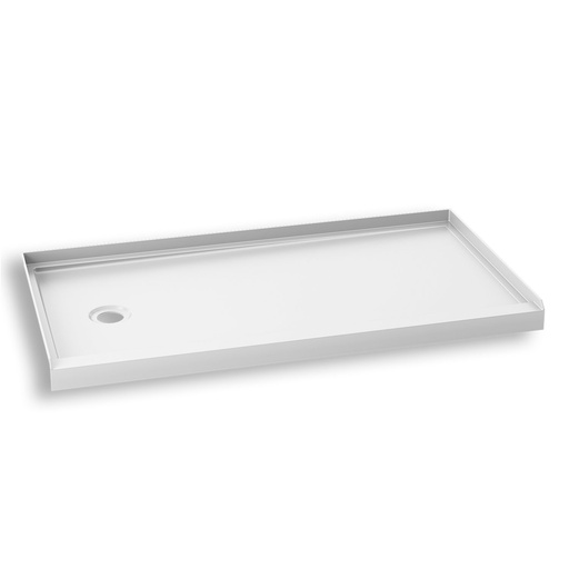 [BW1415-240] Koncept™ 60x32 Base de Douche Rectangulaire en Acrylique 60x32 avec Drain à Gauche et Bride de Carrelage Intégrée sur 3 Murs