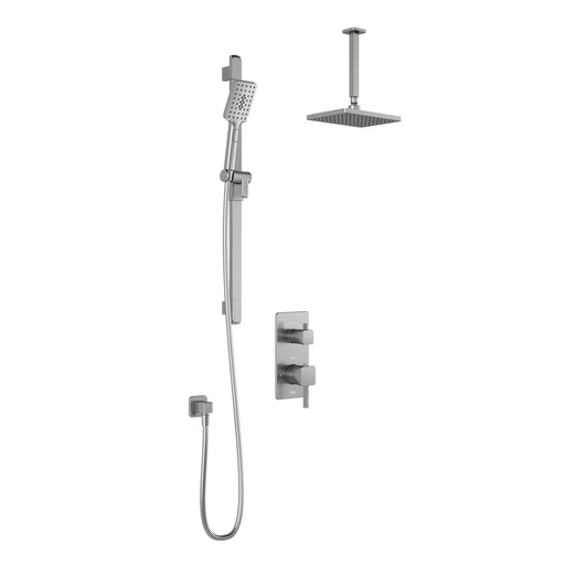 [BF1650-125-001] Squareone™ Td2 : Aquatonik™ T/p With Diverter Shower System With Vertical Ceiling Arm Pure Nickel Pvd