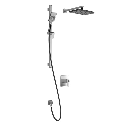 [BF1718-150-200] Grafik™ Tcd1 Premia : Aquatonik™ T/p Coaxial Shower System With Wallarm Chrome/black