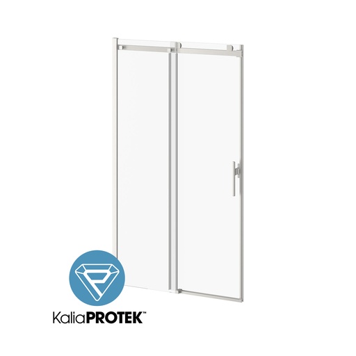 Koncept Evo avec Kaliaprotek™ Porte de Douche Coulissante Verre Duraclean avec Film - Panneau Fixe et Panneau Mobile 48''x77'' pour Installation en Alcôve (ouverture à Droite) Nickel Brossé