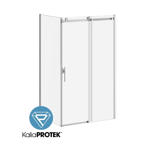 Koncept Evo avec Kaliaprotek™ Panneau de Retour Verre Duraclean avec Film 36''x77'' pour Installation de Coin (réversible) Chrome