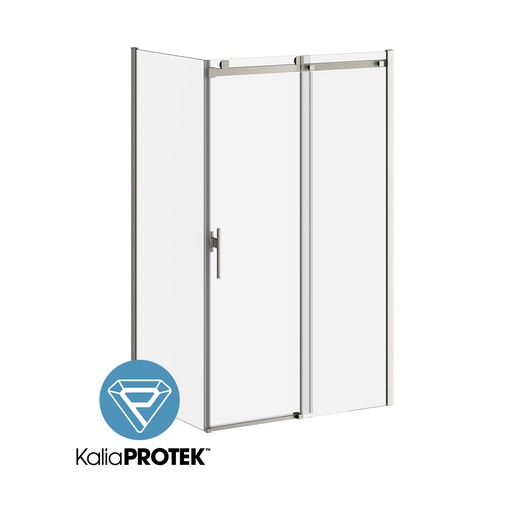 Koncept Evo avec Kaliaprotek™ Panneau de Retour Verre Duraclean avec Film 36''x77'' pour Installation de Coin (réversible) Nickel Brossé