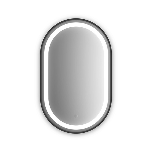 [MR1946-570-001] Effect Oblongue Miroir de Forme Oblongue à Éclairage Del avec Bande Givrée et Interrupteur Tactile pour Contrôle de Température de Couleur 20 X 32 X 1¾