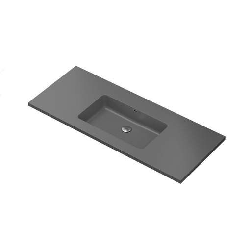 Aden 48" Non Percé - Dessus de Lavabo Simple Centré en Quartz Noir