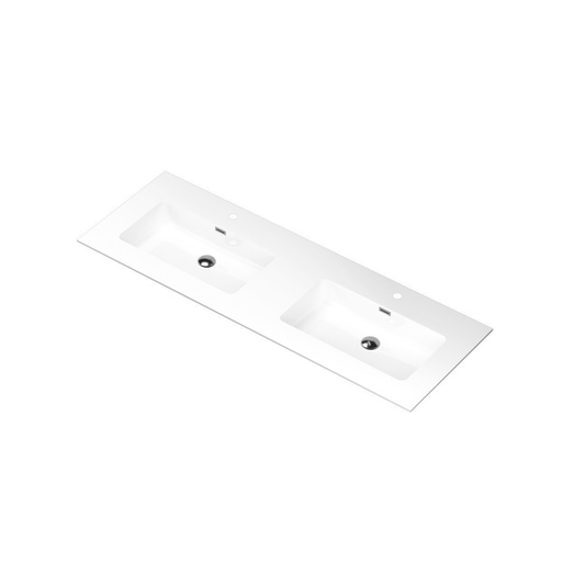 [DD6021Q01BA] Bass 60" - Dessus de Lavabo Double en Surface Solide Blanc