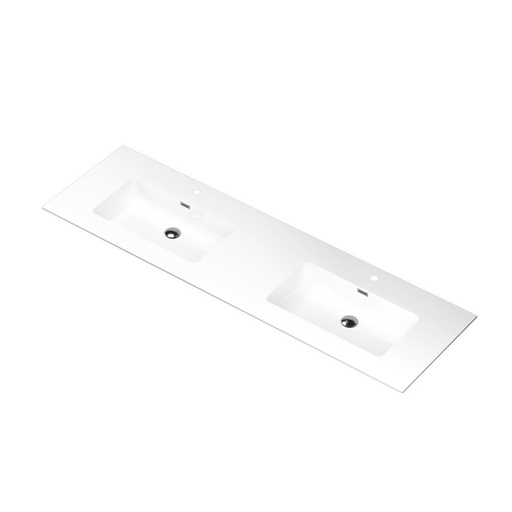 [DD7121Q01BA] Bass 71" - Dessus de Lavabo Double en Surface Solide Blanc