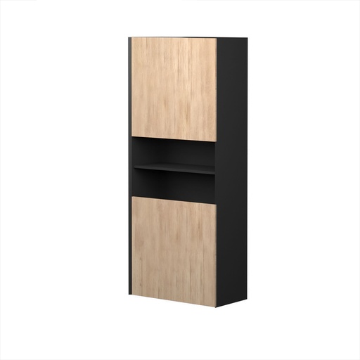 Armoire Murale Dakar 24" Noir Mat et Chêne Contemporain