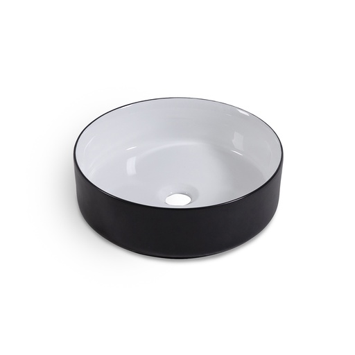 Lavabo 14 3/8'' - Blanc Lustré et Noir Mat