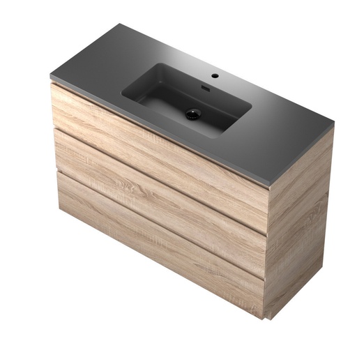 [MCQN4819M04L0BER] Meuble-lavabo de Plancher Berlin 48" Chêne Blanc avec Dessus Centré en Quartz Noir