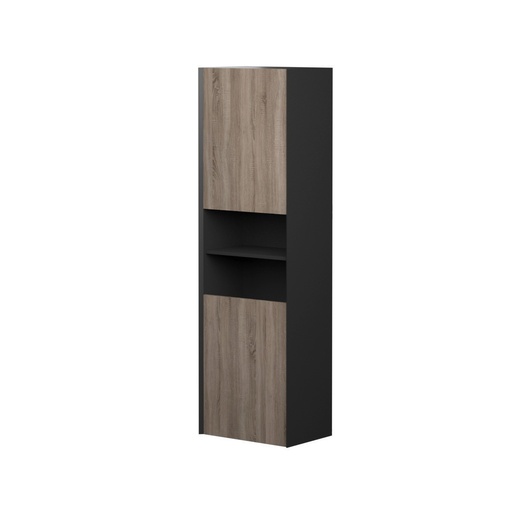 Armoire Murale Dakar 20" Noir Mat et Façades Chêne Brossé