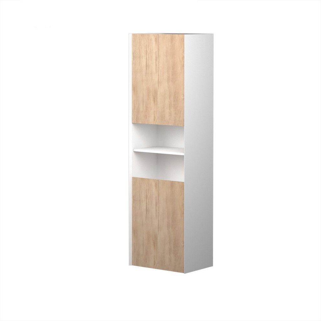 Armoire Murale Dakar 20" Blanc Mat et Façades Chêne Blanc