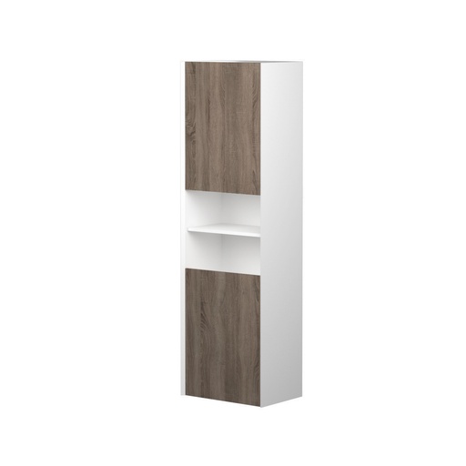 Armoire Murale Dakar 20" Blanc Mat et Façades Chêne Brossé