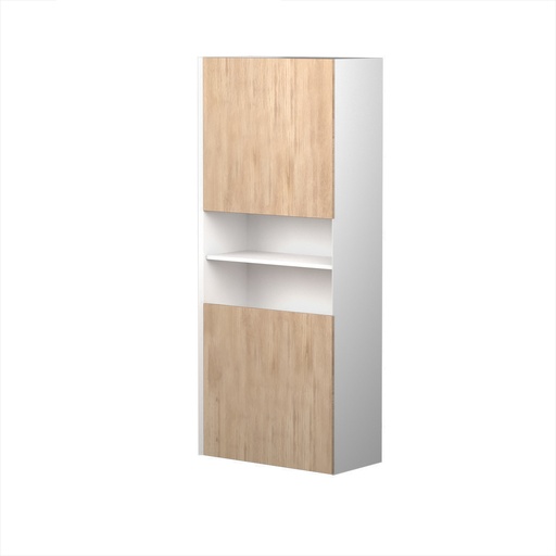 [LMR242067M04L1DA] Armoire Murale Dakar 24" Blanc Mat et Façades Chêne Blanc