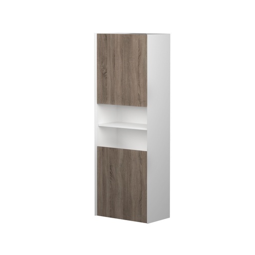 Armoire Murale Dakar 24" Blanc Mat et Façades Chêne Brossé