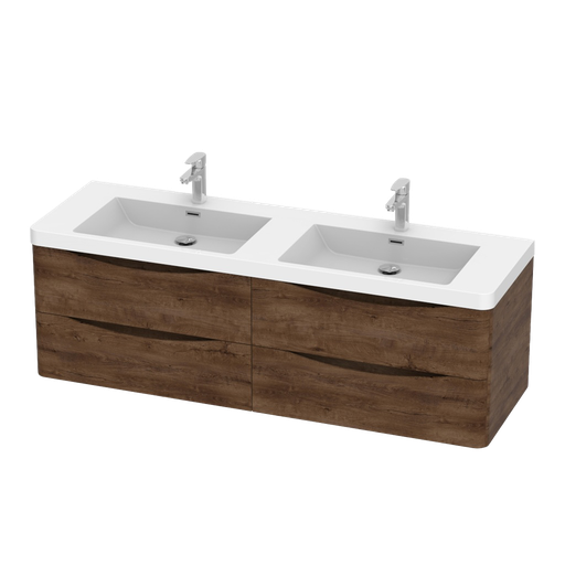 [MLD6019P02L0FIO] Meuble-lavabo Mural Double Fiori 60" Rosewood