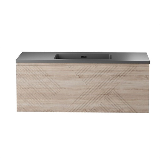 Meuble-lavabo Mural Omaha 48" Chêne Blanc avec Tiroirs Led et Choix de Dessus